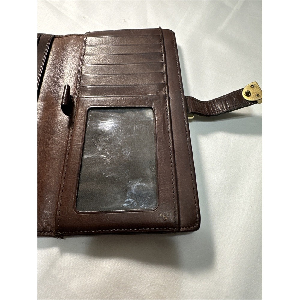 RARE COACH Vintage Brown Leather Wallet Organizer Checkbook Coin Purse Gold Tone - Picture 8 of 16